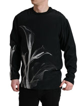 Dolce & Gabbana Black Floral Print Crewneck Pullover Sweater -   -  Dolce & Gabbana.